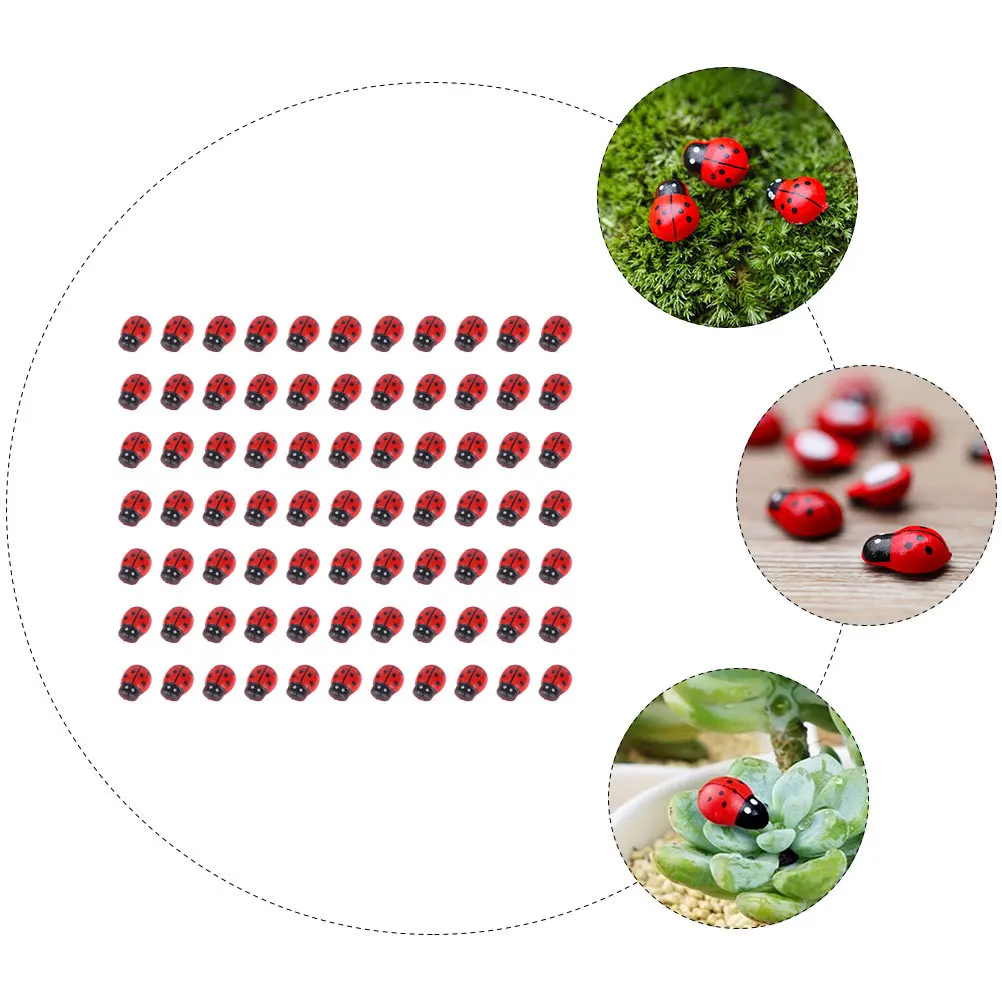 

200pcs Micro Ladybugs Mini Wooden Ladybug Garden Ornament For Yard Lawn Backyard Decorations Outdoor Garden Sculptures Micro
