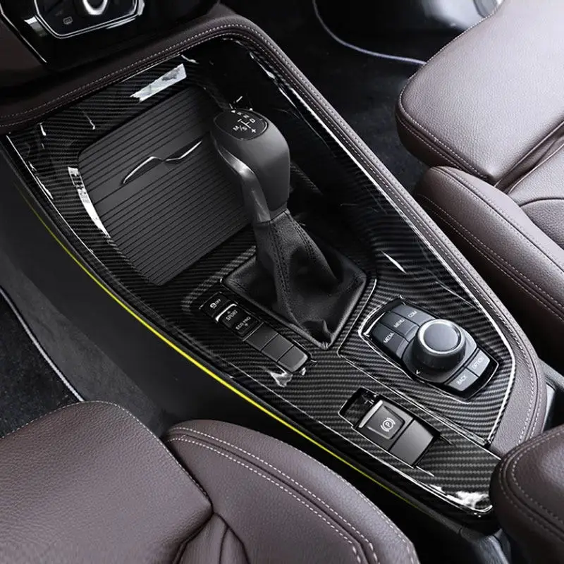 For BMW X1 F48 X2 F47 2016 2017 2018 2019 2020 2021 ABS Carbon Fiber Center Control Gear Shift Panel Decoration Cover Trim LHD