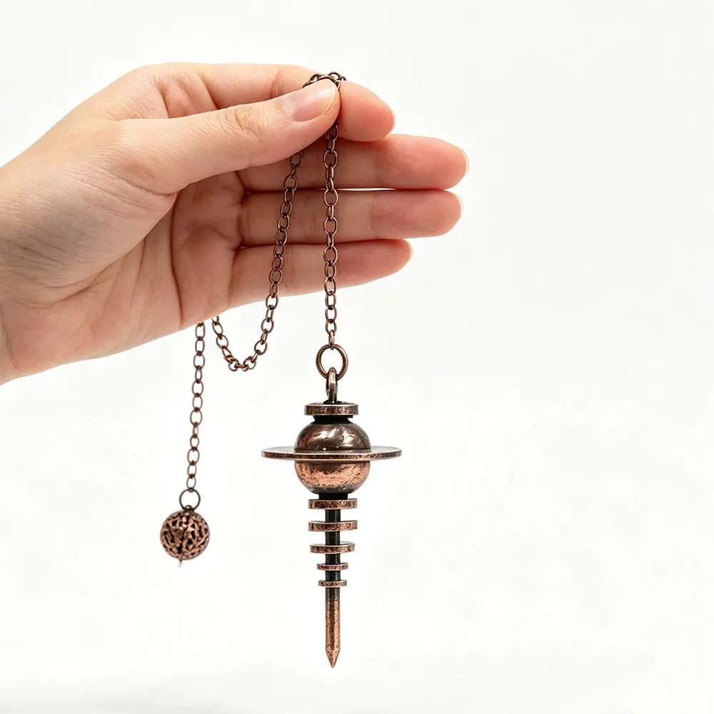 Antique Metal Copper Spiral Tower Pendulum for Divination Gold Color Egypt Cone Point Pendant Isis Brass Altar Pendulos X405