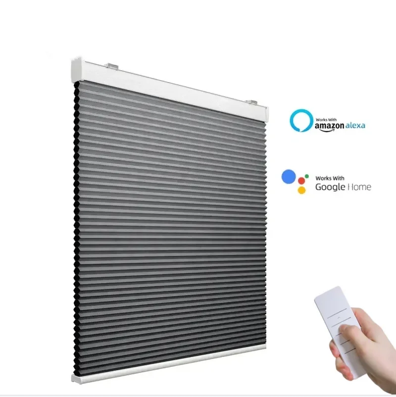 Australia And America Hot Selling Energy Saving Works With Alexa 100% Blackout Motorized Honeycomb Blinds for Window