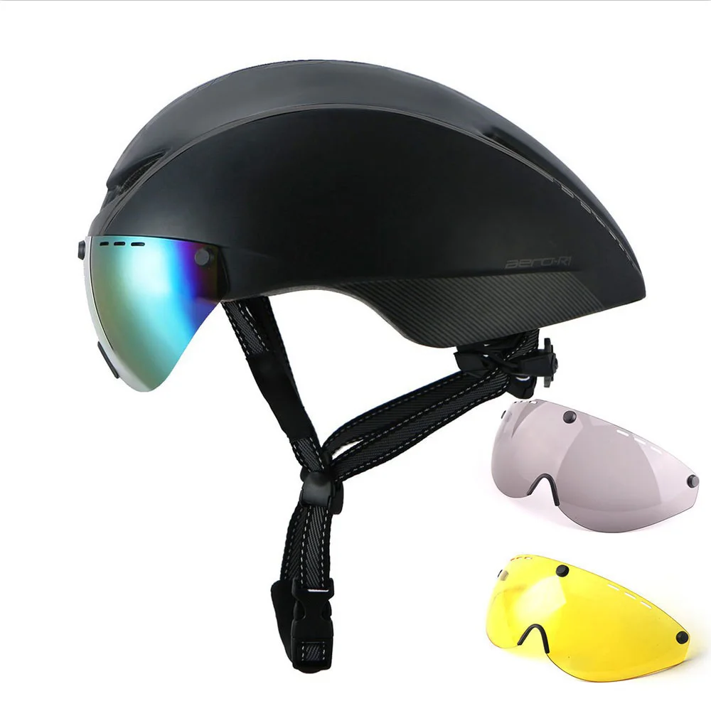 Nuevas gafas ultraligeras Aero, casco para bicicleta de carretera, casco de seguridad deportivo para ciclismo de carreras, casco cronometrado TT, talla M/L(54-61CM) YUMAJ
