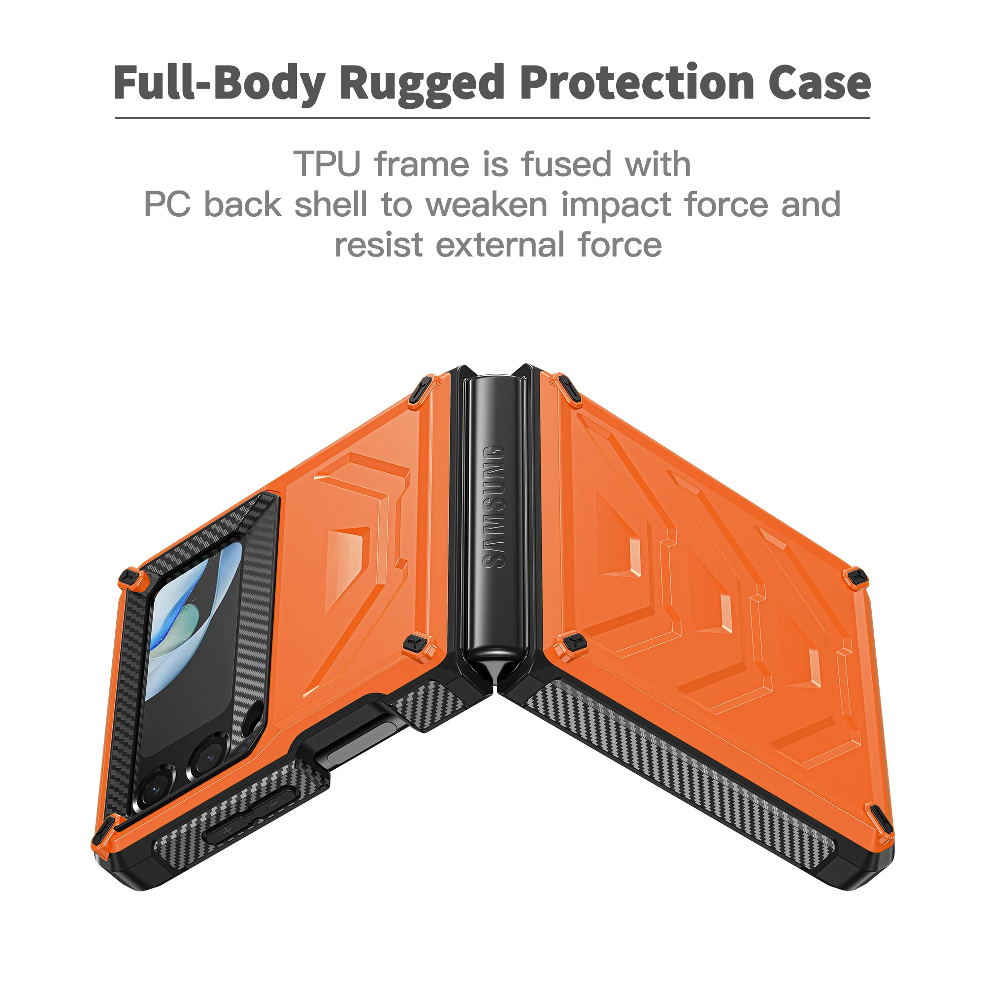 Phone Case For Samsung Galaxy Z Flip 4 3 Magnetic Flip Rugged Cover TPU+PC Back Cell Phone Shell Full Body Protective Coque Capa