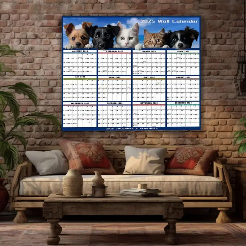 Yearly 2025 Wall Calendar Yearly Laminated Wall Calendar Yearly Laminated Calendar Large Yearly Planner For Kids Adults Family