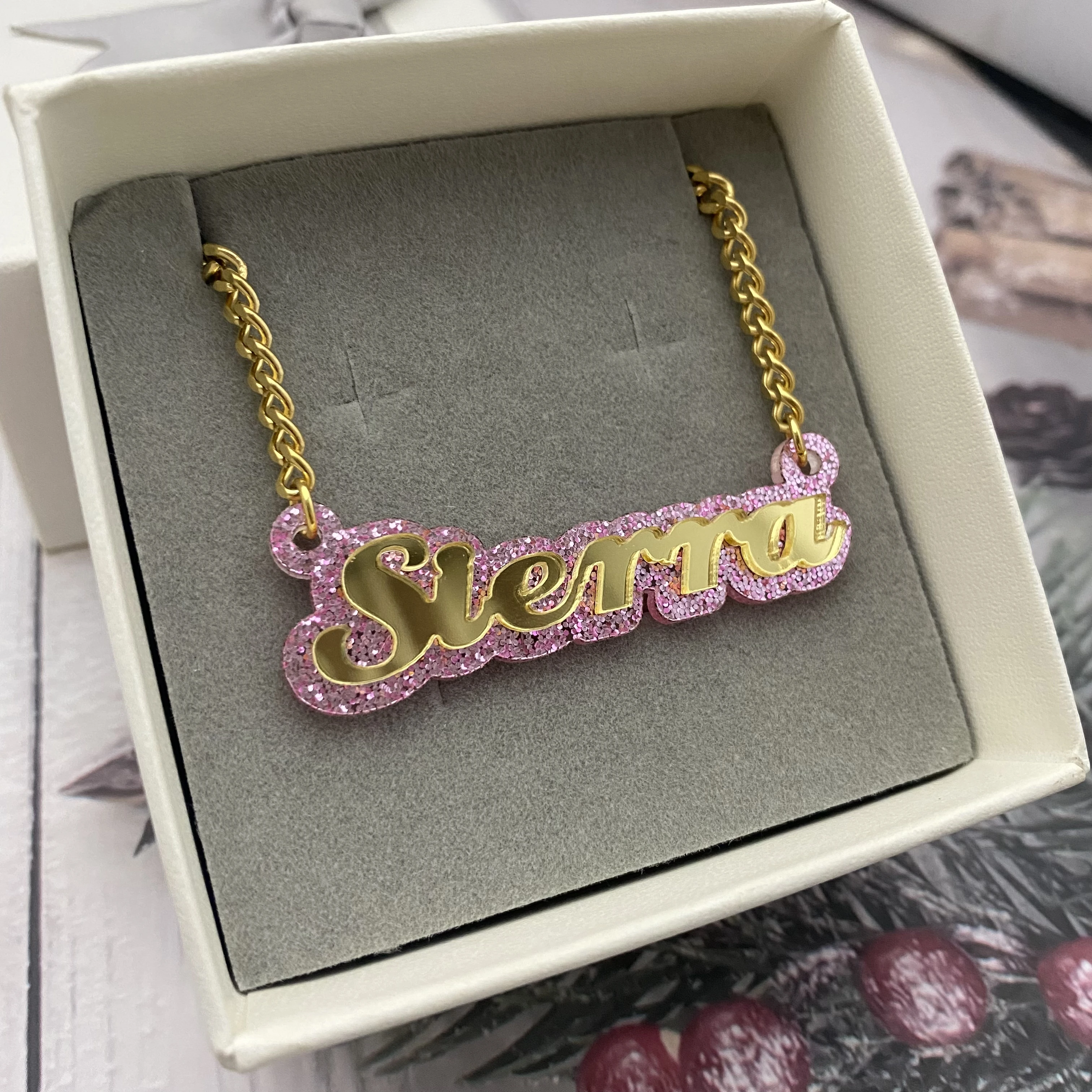 Kids Acrylic Necklace Custom Name Necklace Personalized Baby Kids Nameplate Cuban Chain Jewelry Customized Newborn Baby Gift