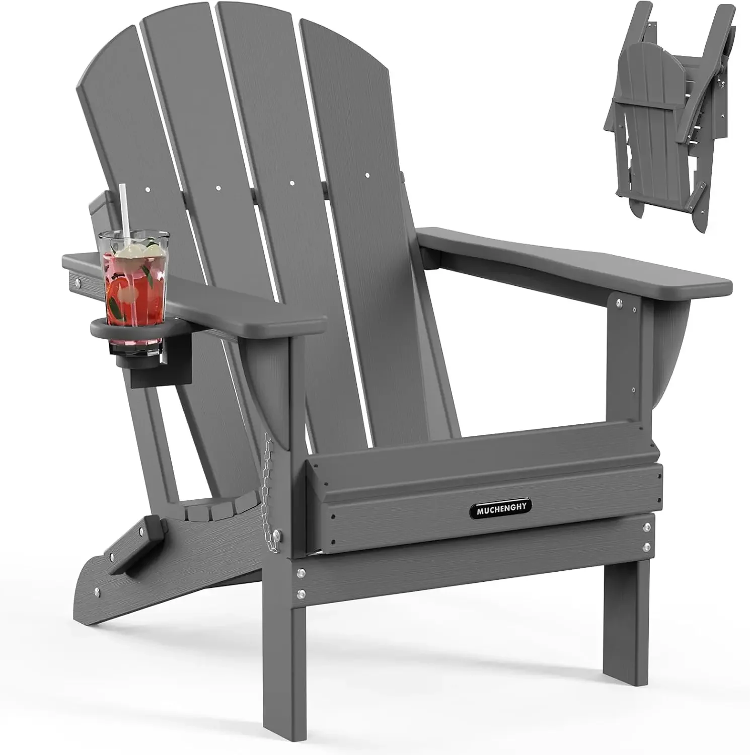 Folding Adirondack Chairs HDPE Weather Resistant, Patio Firepit Chairs, Sturdy Outside Chairs, Lawn Chairs, 15min Asse