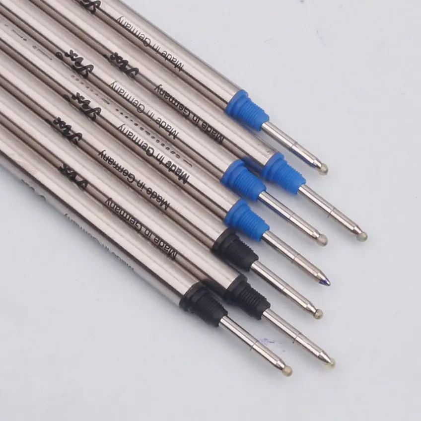 (10 Pieces/lot ) High Quality Blue / Black MB M 710 Gel Pen Refill Fashion Metal Roller Ball Refills Stationery Write Smooth