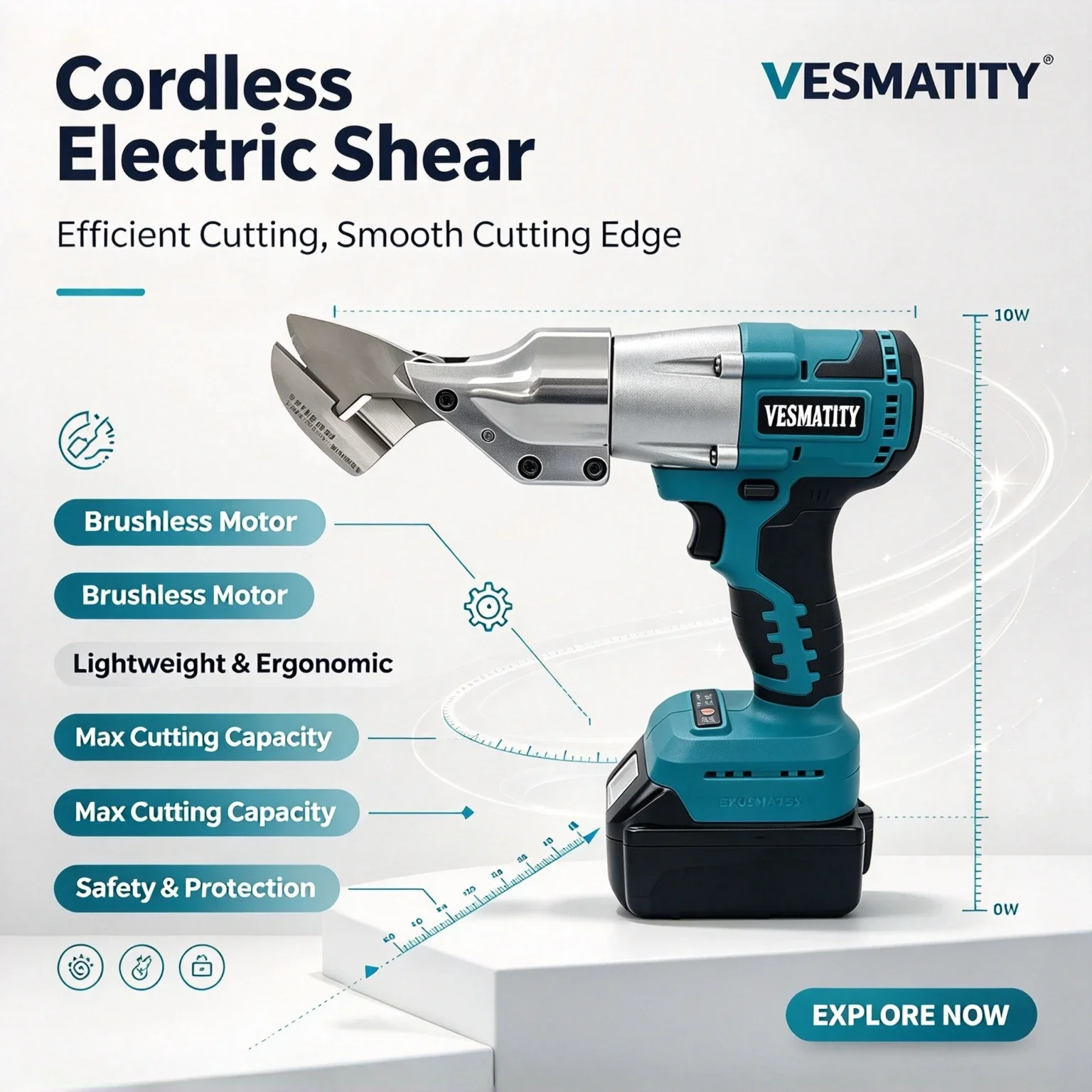 Vesmatity Speed Tool Electric Shear Scissors Rechargeable Metal Sheet Cutting Cordless 18V 20V Battery Max Pro Set