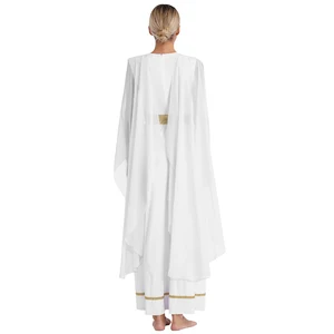Griechische Gottheit Cosplay -Kostüm für Frauen, Halloween, Chiffon, Goldene Garnison, altes Kleid Toga, Griechisch, Griechenland, Römische Göttlichkeit, Königin Rollenspiel Robe 11 Hauptverkaufsbad Griega - №9