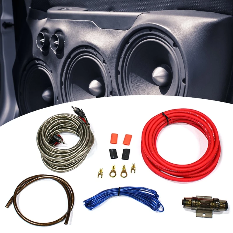 Car Audios Speakers Wiring 8GA 60AMP Universal Car Amplifier Cable Subwoofer Amplifier Wiring Fuses Holder Wire Cable