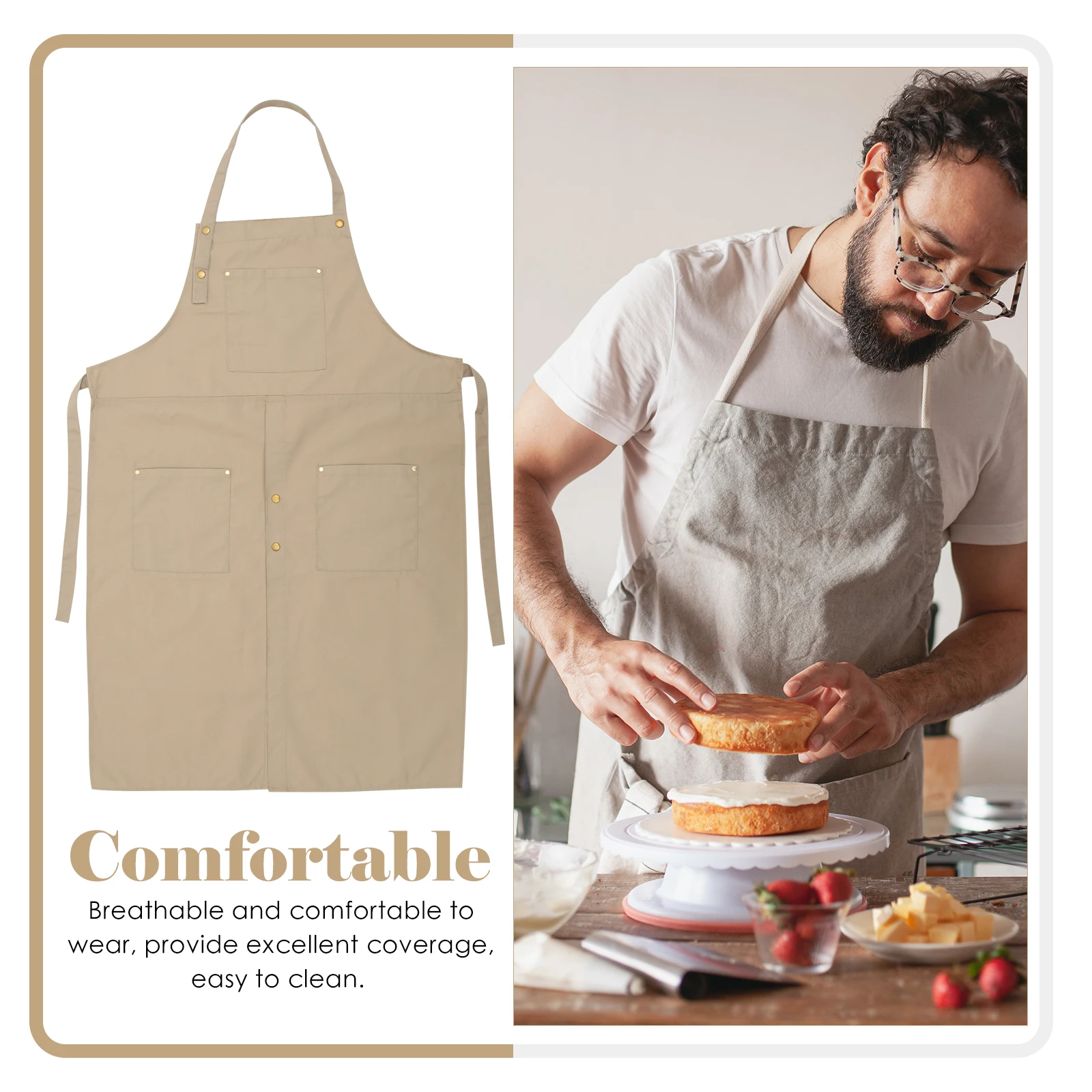 

Pottery Apron Canvas Adult Painting Chef Work Artist Art Smock Pockets Premium Durable Breathing Gift barbecue grilling cooks