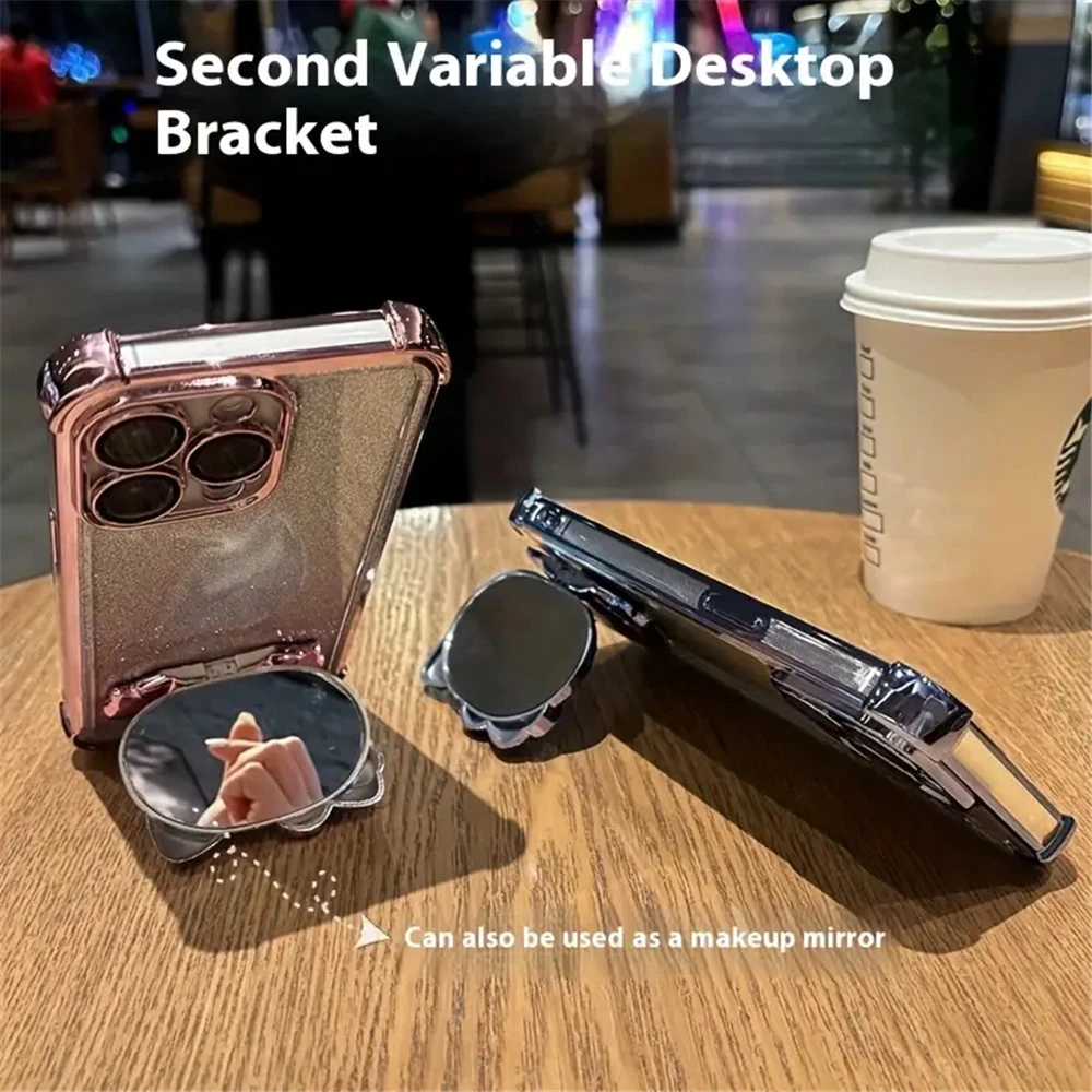 Противоударный блестящий чехол для телефона Motorola Moto G10 G20 G30 G84 G54 G82 5G G52 G71S, невидимый чехол-подставка с зеркалом для макияжа и кроликом