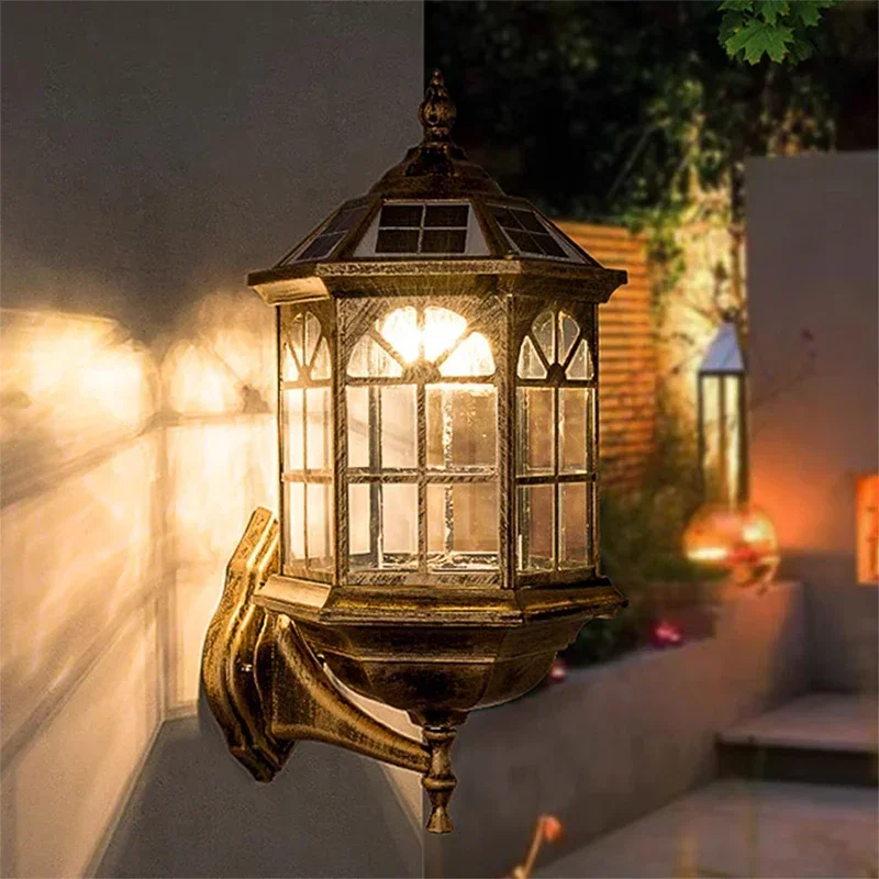 

E5 Creative New Solar Wall Lamp Outdoor Rainproof Courtyard Villa Garden Corridor External Wall Decoration Atmosphere Wall Lamp