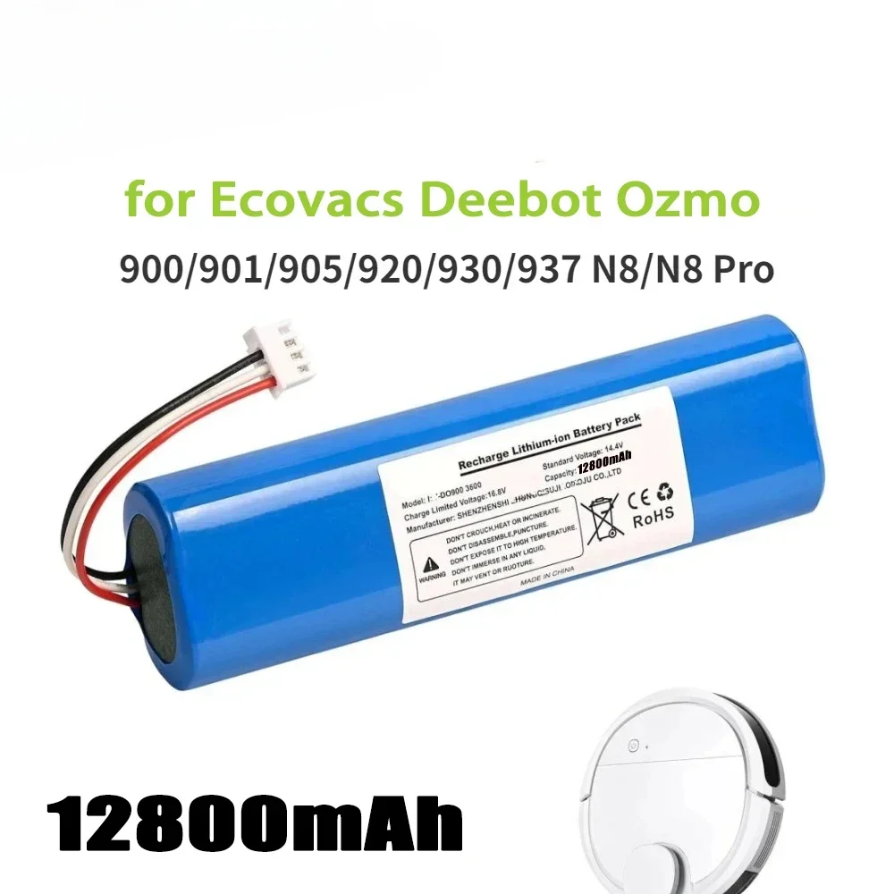 

12800mAh Replacement Battery for Ecovacs Deebot Ozmo 900, 901, 905, 920, 930, 937, N8, N8 Pro 14.4V Li-ION Robot Vacuum Cleaner