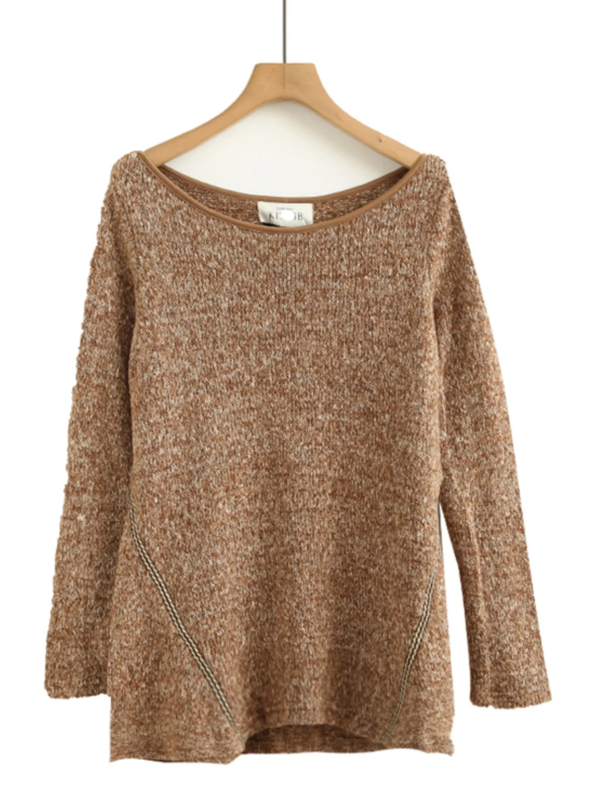 

Loose Women's Knitted Sweater round Ne Pullover Autumn Winter Simple Color Wool Yarn Knitwear Faionable Versatile