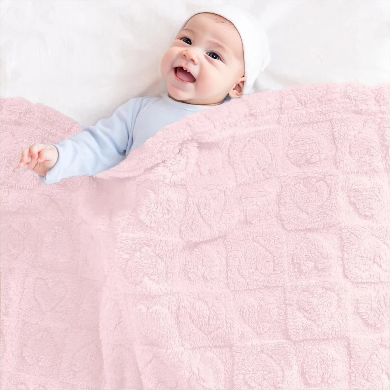 Receiving Blanket for Toddler Blanket with Heart Checkered Pattern Strong Absorbent Towel Pram Swaddles Wrap Baby Quilt