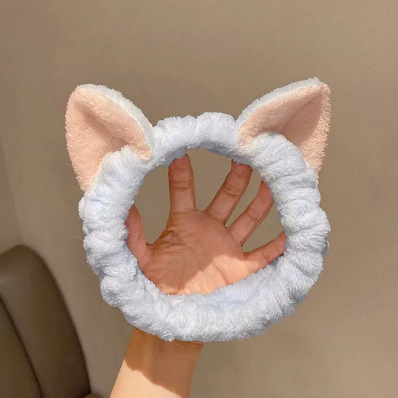 Bandeau chat corail en peluche bandeau bandeau lavage visage maquillage bandeau mignon doux cheveux arc bandeau pansement fille XLFD01