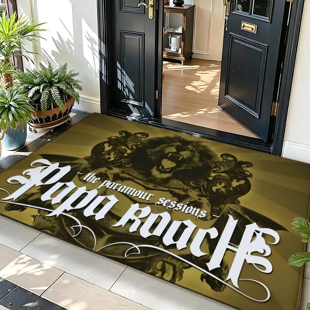 Music P-Papa R-Roach Floor Mat Soft Flannel Entrance Door Mat Non Slip Absorbent Bathroom Bedroom Floor Rug