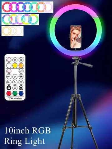 RGB Ring Light Lamp Ring Round With Remote Control For Smartphone Mobile Led Video Light Ring Make Youtube Photographic Lighting