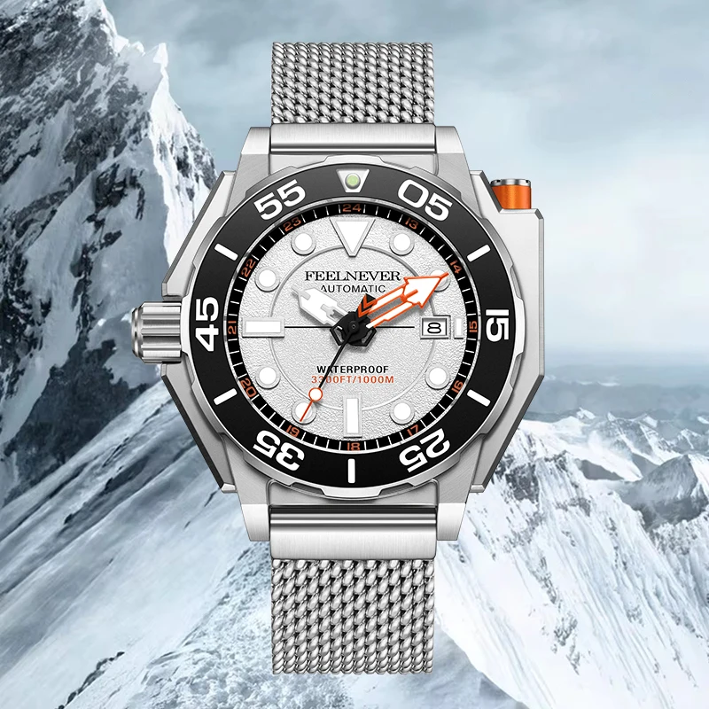 FeelNever Professional Mechanical Automatic Watch Auto Date Luxury Watches for Men Rotating Bezel Sport 100 Bar Waterproof Clock