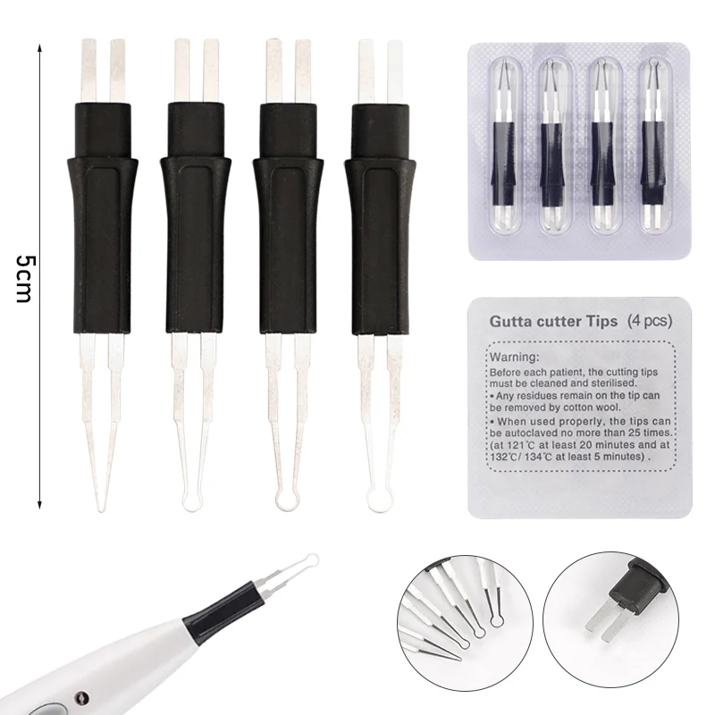 4pcs/pack Dental Heated Gutta Cutter Tips for Gutta Percha Point Heating Cutter Easy Replace Tooth Gum