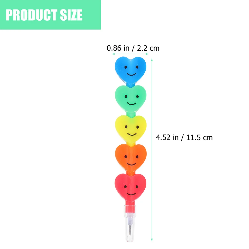 12 Pcs Stackable Pencils Kids Stationery Goodies Bag Filler Heart-shaped The Face Stacking for Plastic Cartoon Student Child