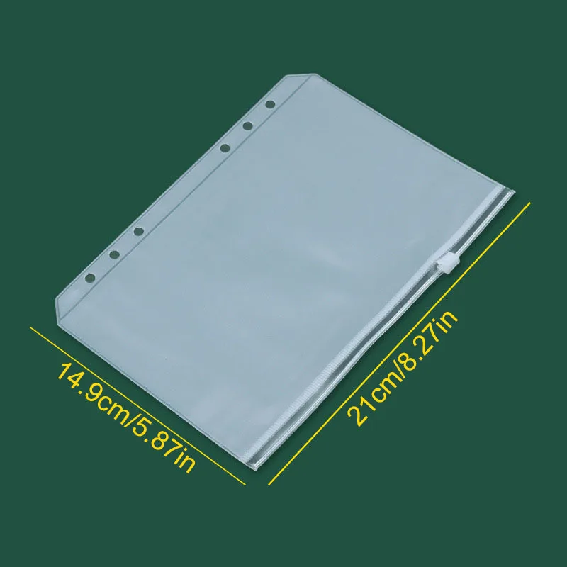 Clear PVC A6 6-Hole Zipper Pouch Cash Envelope Bags for Budget Binder Planner Notebook Additions (5/10/20pcs)