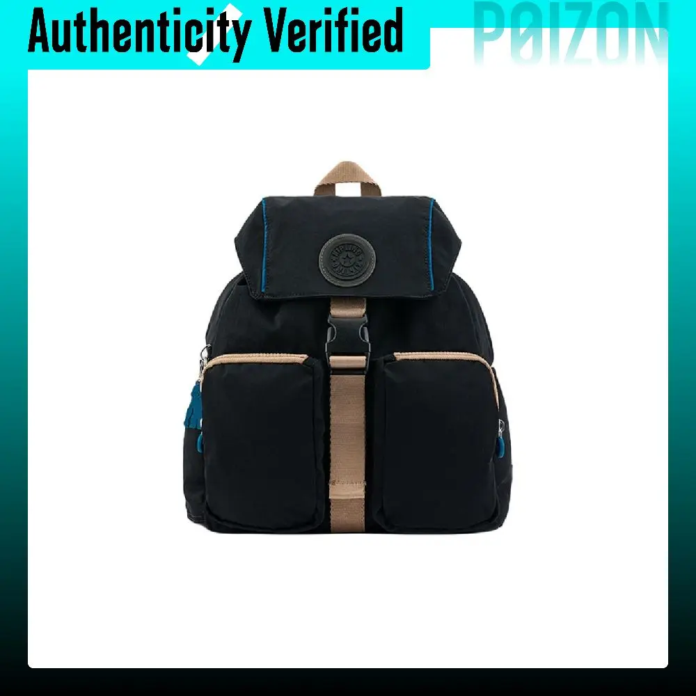 Kipling Polyamide Backpack Regular Unisex Black Beige Blue Patchwork KPKI94710JE10OS