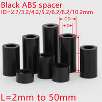 20pcs-50pcs M2.5 M3 M4 M5 M6 M8 M10 Black ABS Non-Threaded Hollowed Nylon Spacer Round Hollow Standoff Washer PCB Board Screw