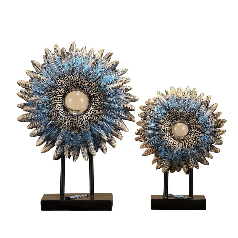 Creative American retro feather ornament gift TV cabinet living room coffee table sample room soft home decoration ornament