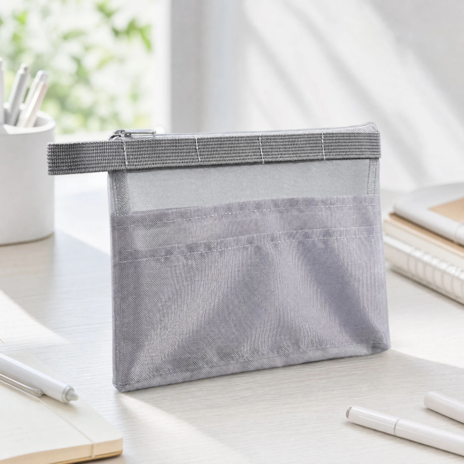 Nylon Mesh Document Pouch Multi-Purpose Zippered Document Pouch with Compartments Nylon File Folder Long-Lasting Storage Bags