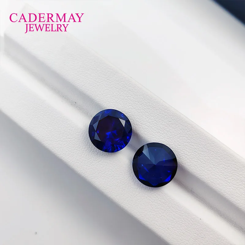 Cadermay Lab Grown Sapphire With Inclusions 3mm-14mm Round Shape Royal Blue Synthetic Sapphire Loose Gemstone For Fine Jewelry