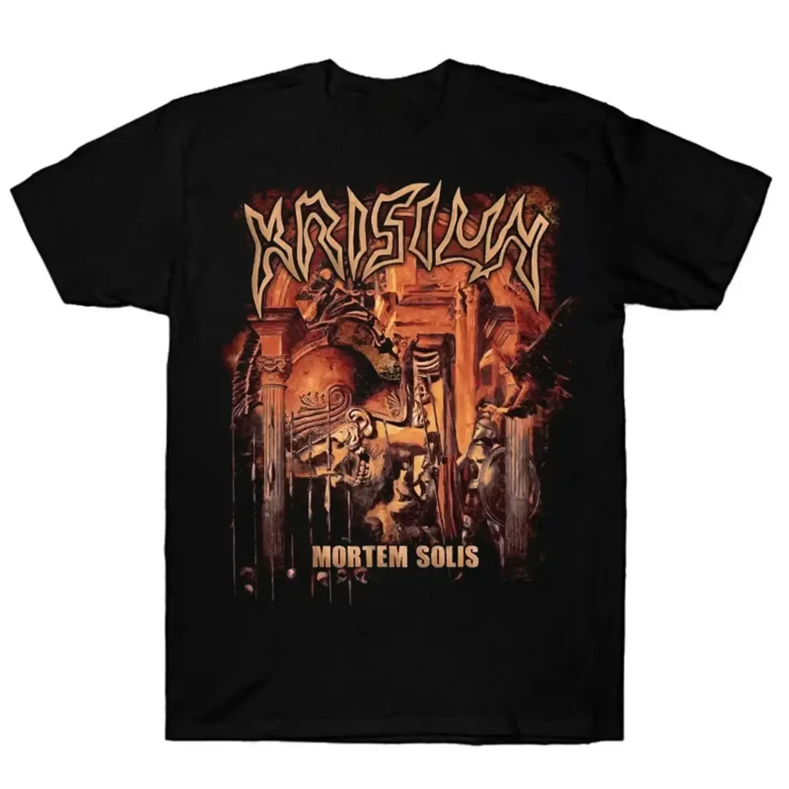 Krisiun mortem Solis T shirt short sleeve cotton black men size S to 5XL vintage Washed designer clothes Stylish Slightly