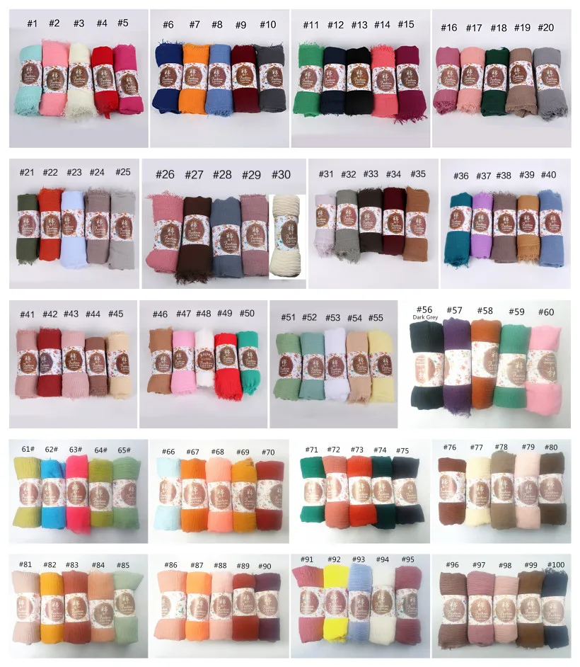 10 pz/lotto pianura rughe avvolgere cotone viscosa lungo scialle sciarpa donna Crinkle Hijab scialle testa musulmana Hijab sciarpa all\'ingrosso