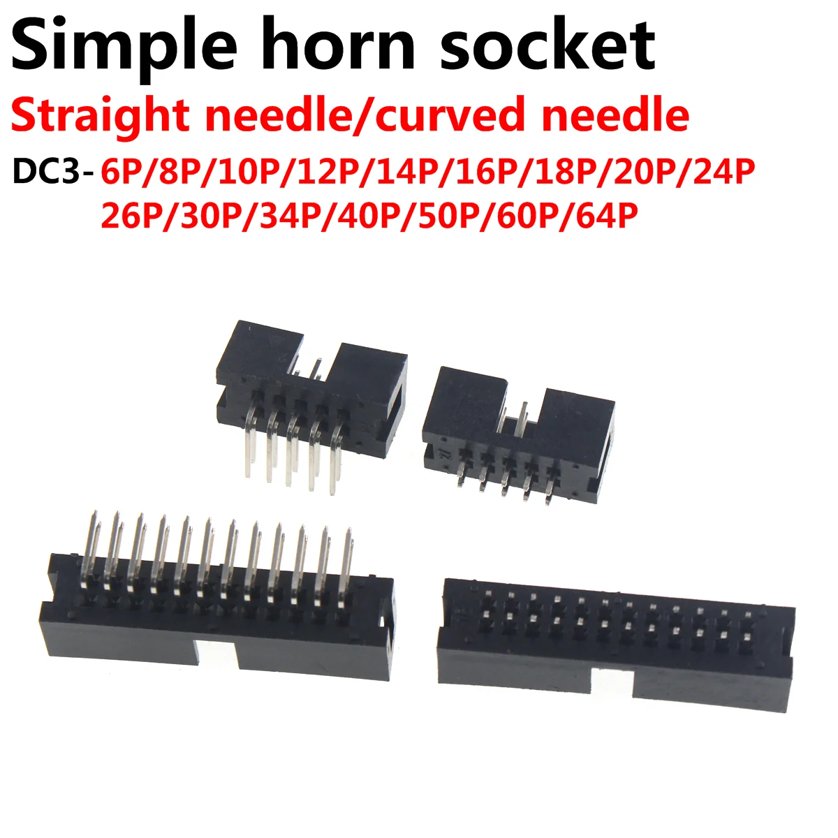 

20PCS DC3 6P 8P 10P 12P 14P 16P 20P 26P 30P 34P 40P 50P 64P 2.54mm Socket Header Connector ISP Male Double-spaced Angle IDC JTAG