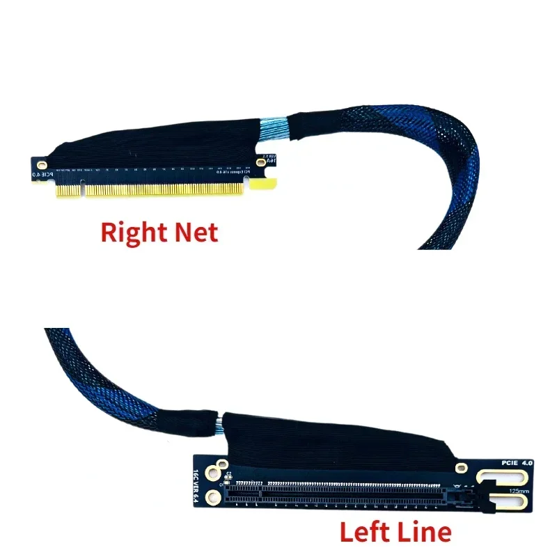 PCI-E 4.0 X16 Server External Graphics Card Extender Cable GEN4 for AI Server Braided Mesh Soft Bend 90 Degree GPU Adapter Cable