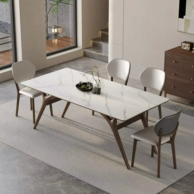 Factory Direct Compatible WithSolid Wood Dining Table and Chair Modern Simple Ash Wood Rectangular Dining Table and Chair Combin