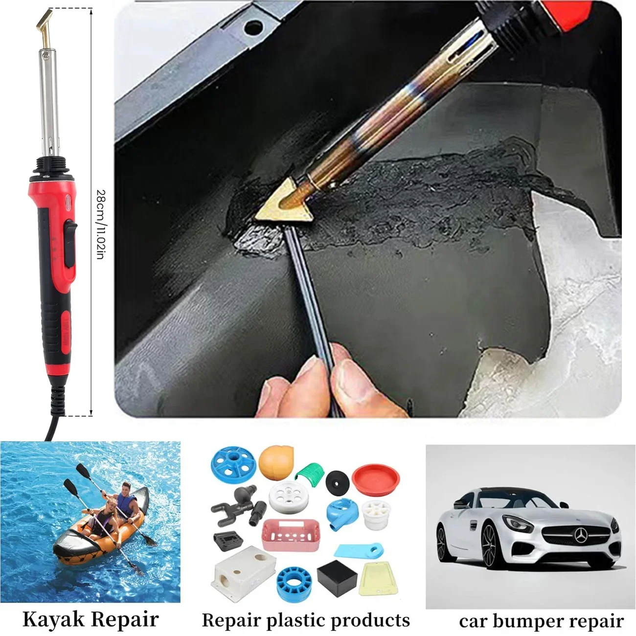 50W Plastic Welding Machine Kit 100W Soldering Iron Plastic Repair Tools 2 in 1 Hot Stapler Repair For Car Bumper Cracks Kayaks