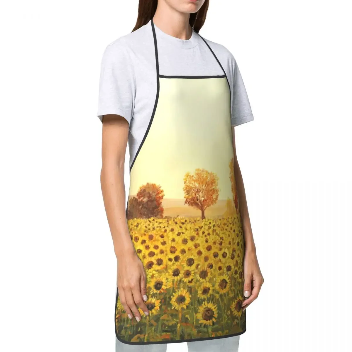 Grembiule estivo girasoli donna uomo bavaglino Unisex Pretty Flower Kitchen Cooking Tablier Cuisine Chef Baking