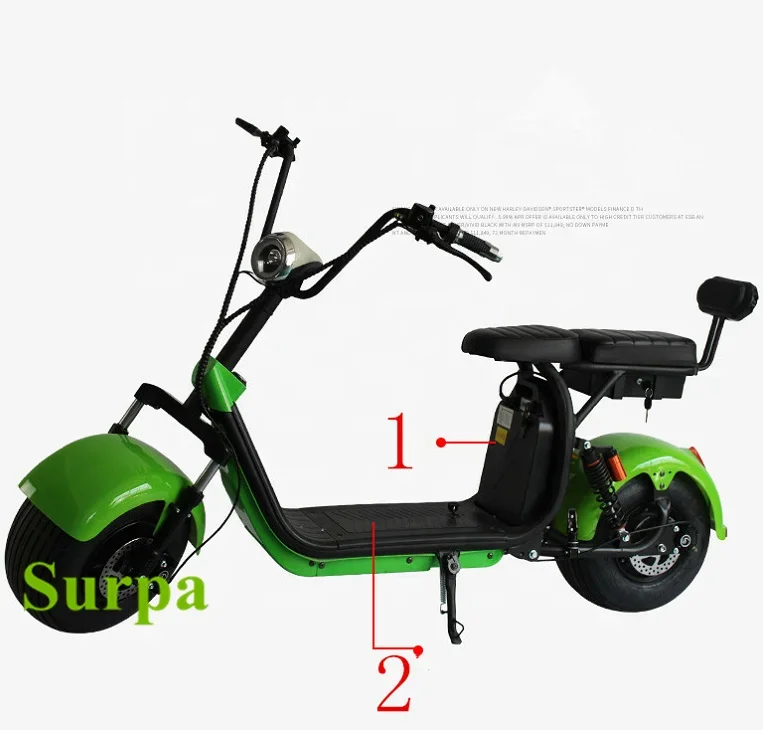 2 battery removable 2000w 1500w 60v 12ah /20ah  seat fat tire citycoco electric scooter 25-75 km/h with brake/ turnal light