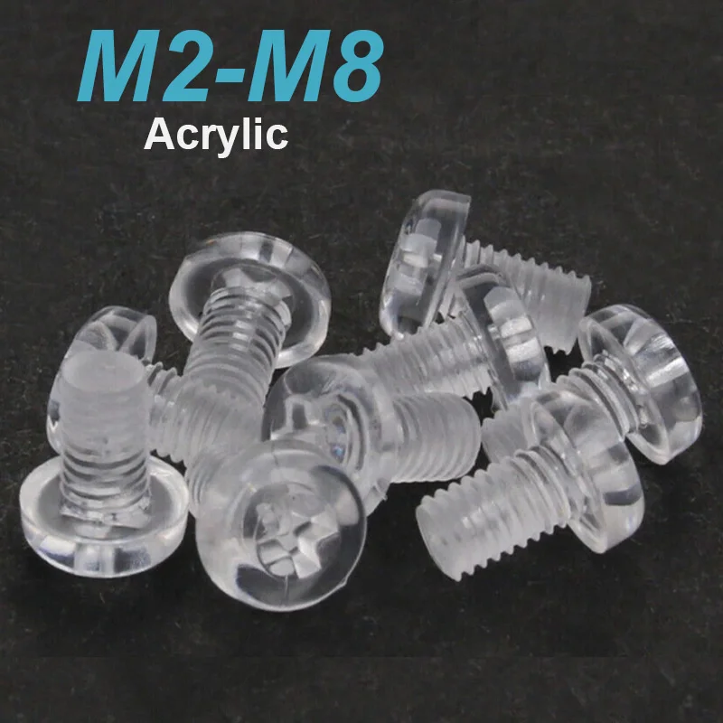 10/20/50PCS Transparent Acrylic Phillips Bolt C Cross Round Head PC Clear Bolts Pan Hand Tighten Screw M2 M2.5 M3 M4 M5 M6 M8