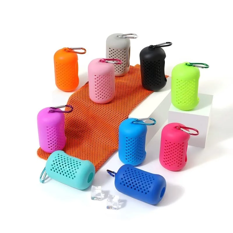 1/2Pcs Sports Cool Towel Sweat Absorbing and Cooling Silicone Cover Towel Hiking Bag Towel Outdoor Fitness Ice Towel