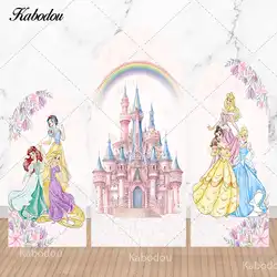 Disney Princess Arch Photo Backdrop Arched Wall Girls Birthday Party Decoration Banner Chiara Photography Background