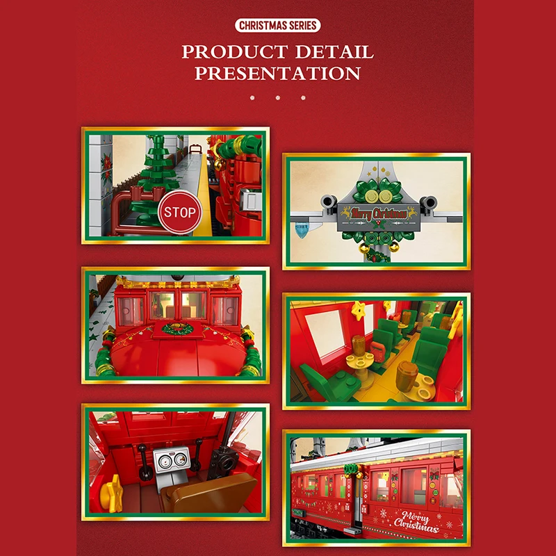 2822pcs 크리스마스 기차 빌딩 블록 데스크탑 장식 메리 크리스마스 벽돌 장난감 어린이 성인 크리스마스 서프라이즈 선물