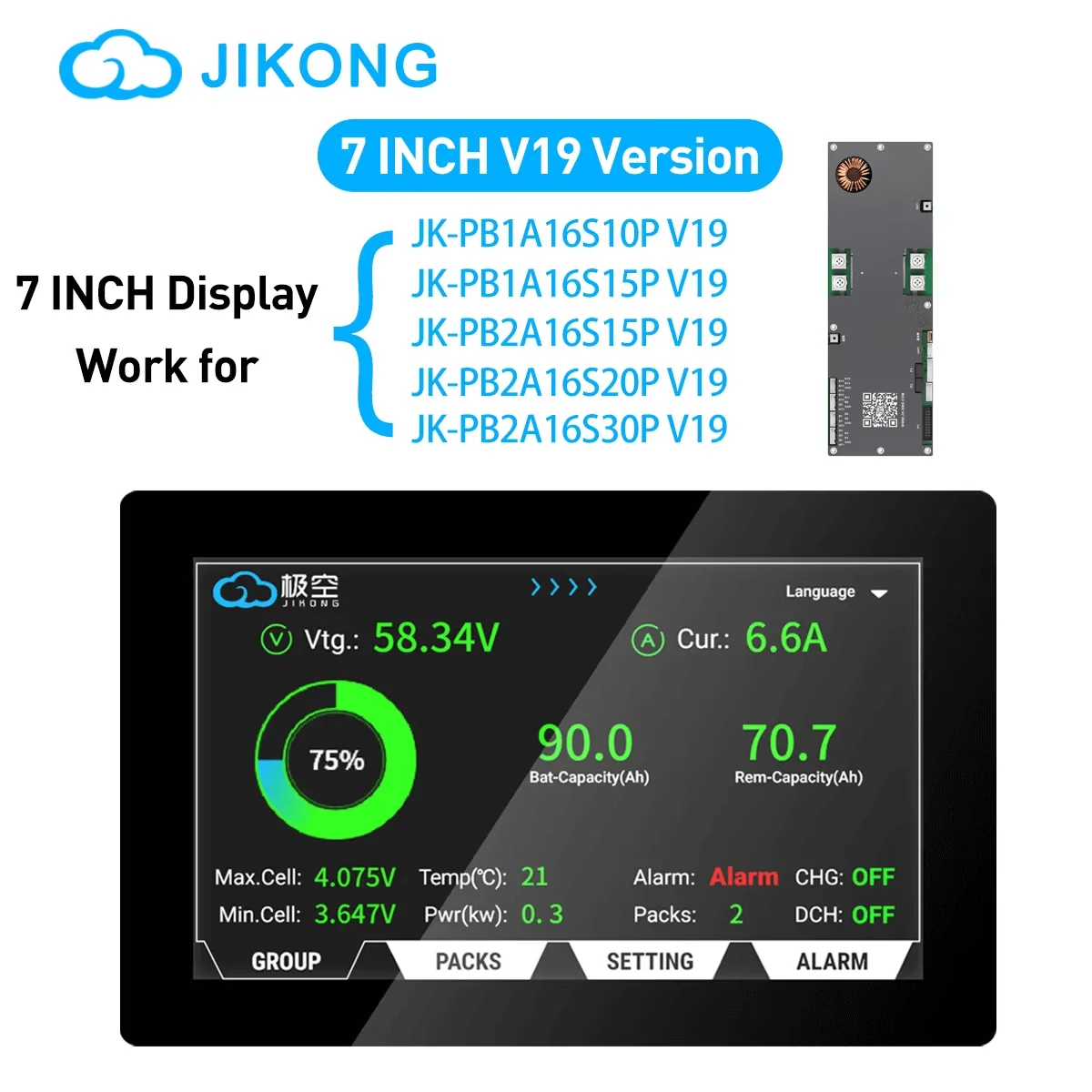 JIKONG JK BMS LCD Display Screen 3.2" 4.3" Monitor Intelligent Battery Level Indicator Active Balancer Accessories view 6