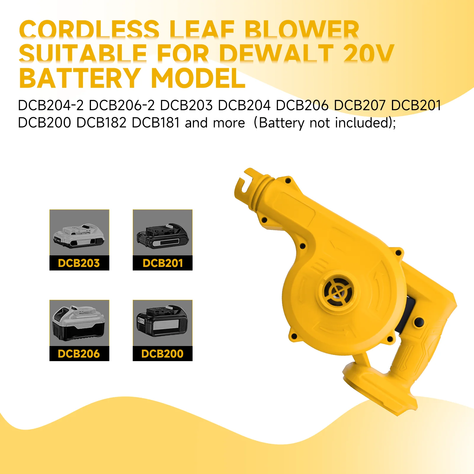 Elektrische luchtblazer Draadloze bladblazer 2-in-1 handgreepblazer en stofzuiger Elektrisch gereedschap voor Dewalt 20V batterij (geen batterij)