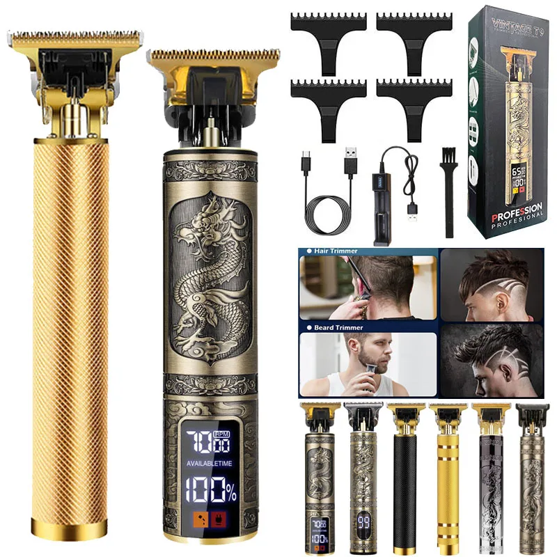 

Professional Wireless Waterproof Full Set Carbon Steel Blade Barber Mens Beard Hair Trimmer Clipper Shaver Finishing Machine