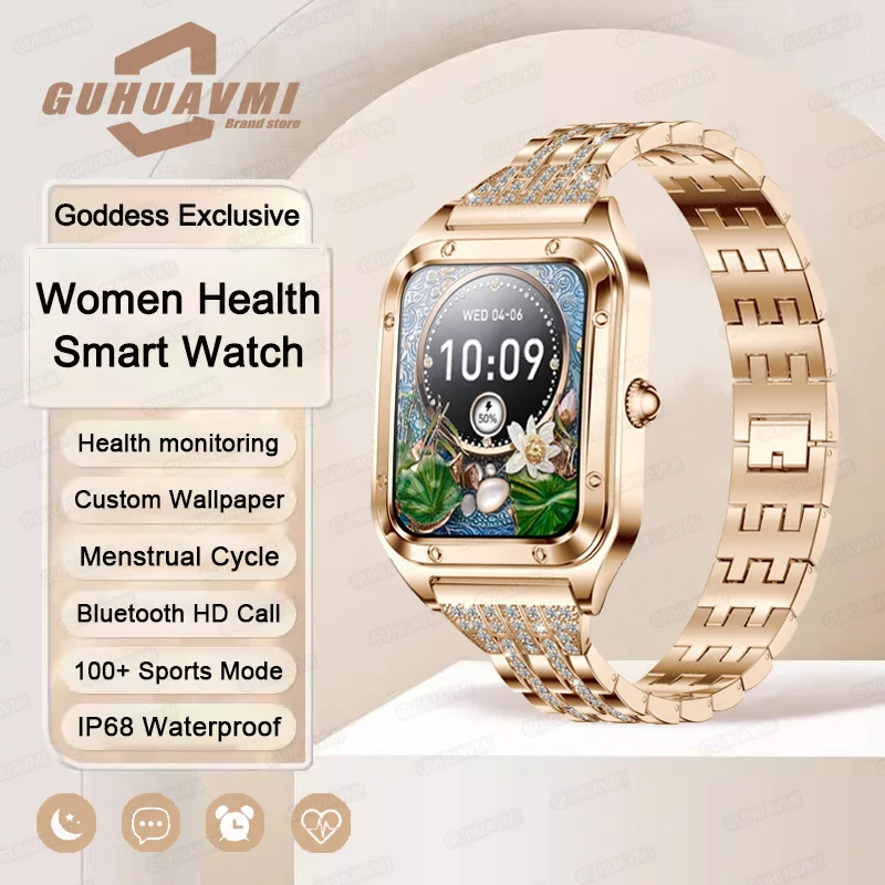 

2024New Women Smart Watch Blood Pressure Oxygen Health Monitor Clock Bluetooth Call Waterproof Smartwatch Ladies For Android iOS