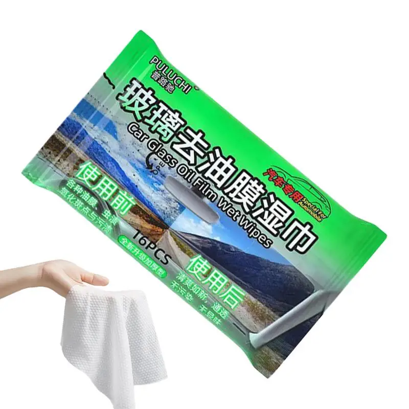 

Car Oil Stain Cleaner Glass Oil Film Removing Wet Towel Front Windshield Cleaning vehicle Window Powerful Decontamination 16PCS