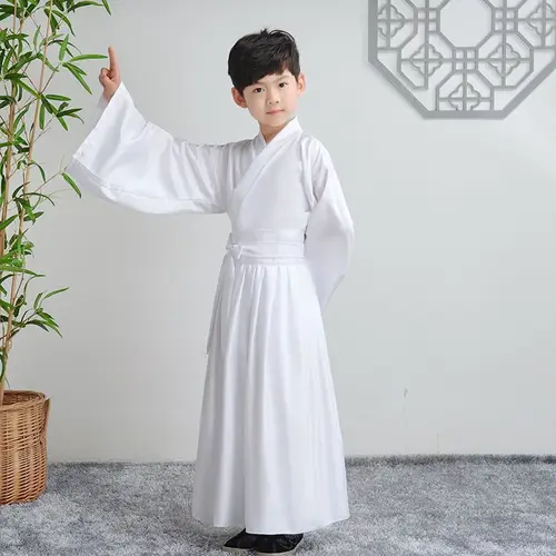 Imagen 2 del producto Tops blancos y negros para niños, traje de falda, ropa interior, pantalones antiguos para el hogar, ropa para dormir, ropa tradicional china Hanfu para niño/niña