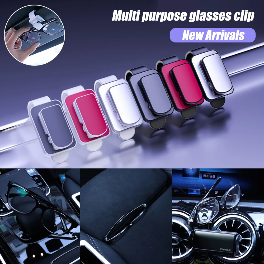 2 Supporti Magnetici Per Occhiali Da Visiera Auto – Clip In Pelle PU – Porta Occhiali E Biglietti – Universali
